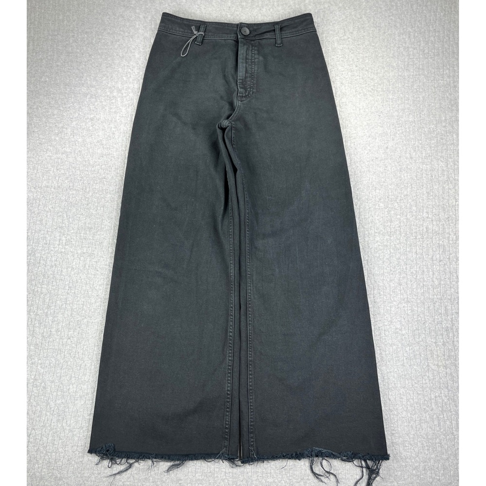 New‎ Zara Baggy Wide Leg Y2K 90s Jeans Women 10/29X29 Black Raw Hem High Rise